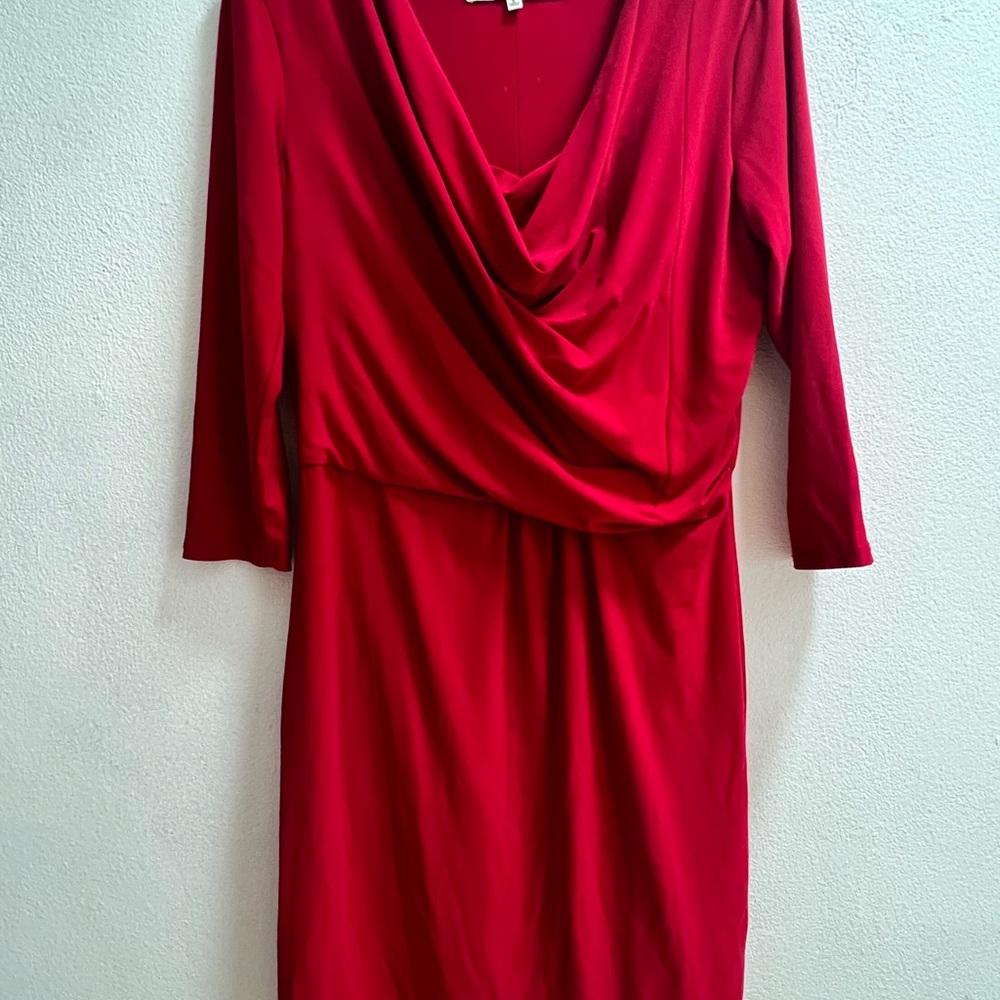 Evan PiconeElegant Red Draped Dress